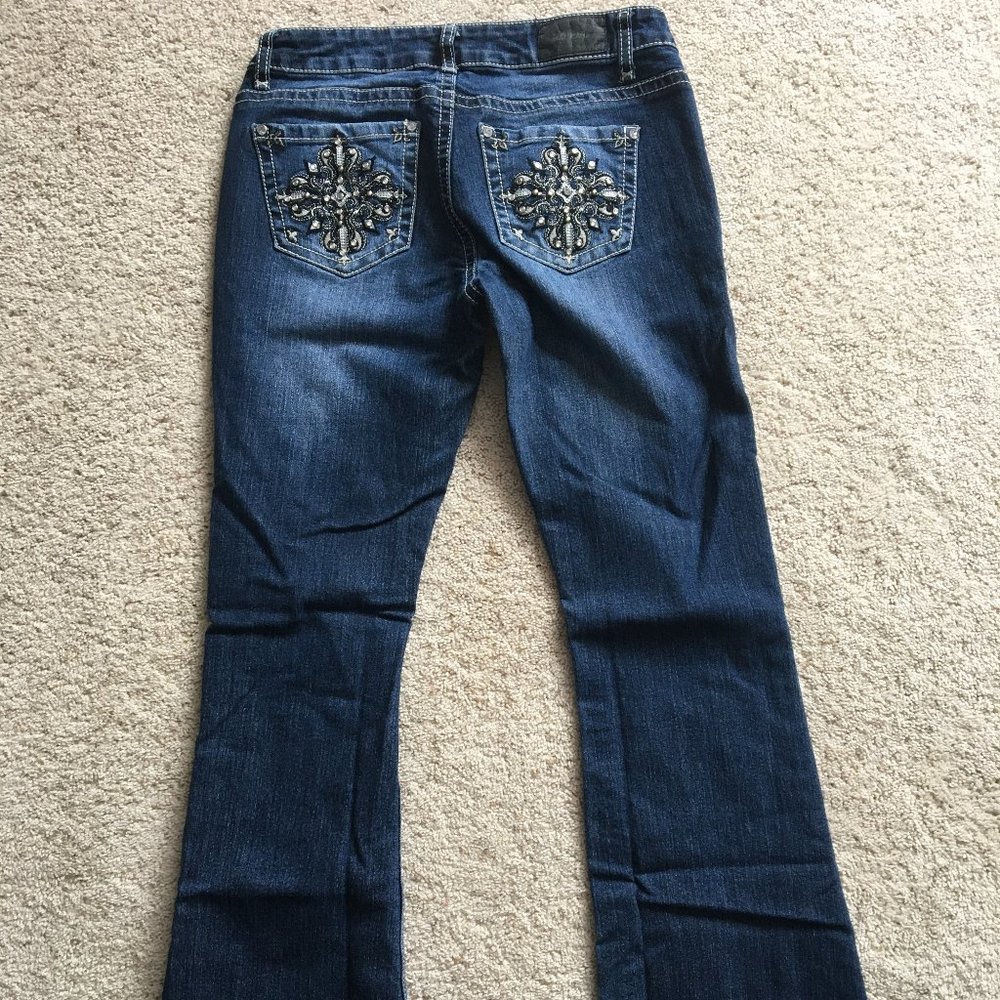 ZCO Bootcut jeans with silver rhinestone pockets